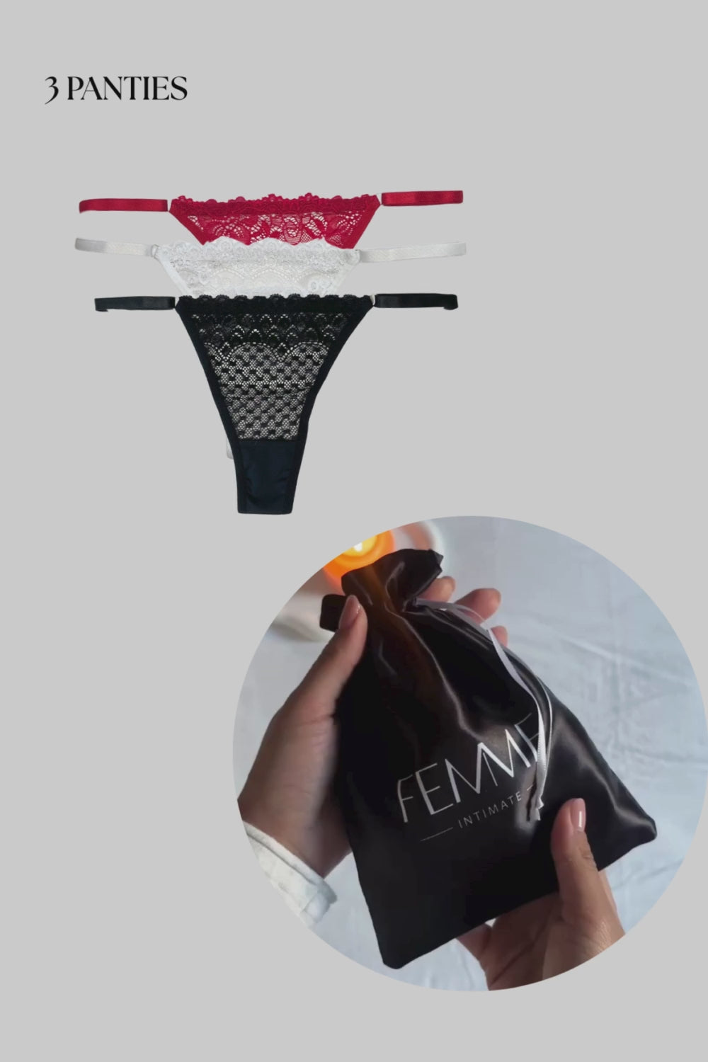 3-Pack Lace Panties – Brazilian Fit